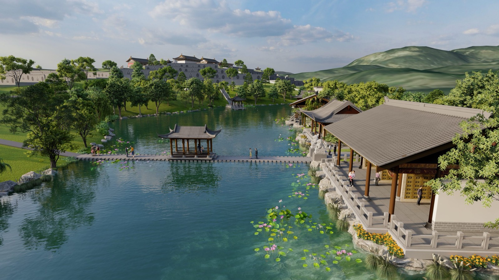 Hồ nước trong khuôn viên Hoa Viên Nirvana